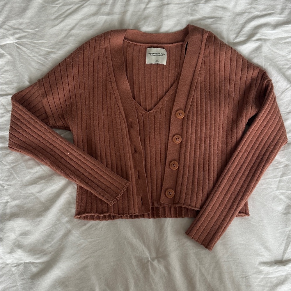 Abercrombie & Fitch Brown Ribbed Cardigan Sweater